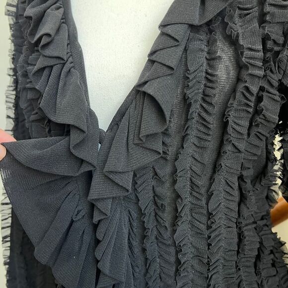CUPCAKE International frilly black ruffle funky top whimsygoth artsy size Medium - Picture 3 of 7
